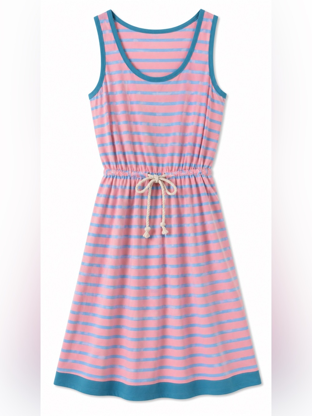 Striped Pink and Blue Sleeveless Dress